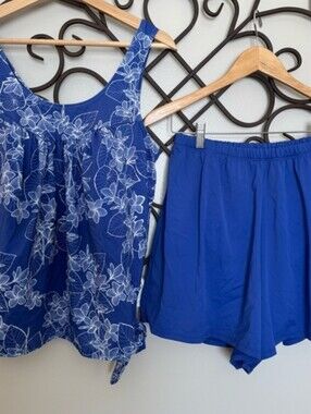 SWIMSUITS FOR ALL Size 16 Women’s 2 Piece Tankini Set with Short Bottoms